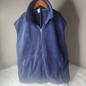 Vintage Columbia Vest Navy Blue  Mens XL Fleece Full Zip Outdoors Hiking USA